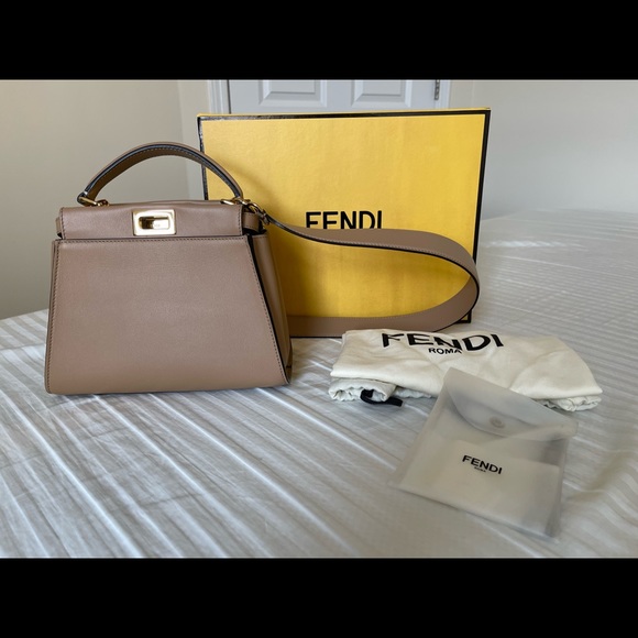 SOLD Fendi Mini Peekaboo Calfskin Beige - Picture 15 of 15